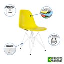 Ver imagem 4 de Mesa Industrial Base Ferro Branco 137x90 Tampo Canela 4 Cadeiras Eiffel Ferro Branco Assento Amarelo