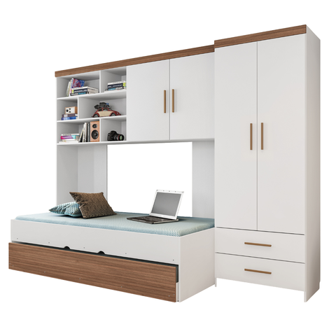Dormitorio Modulado Infantil Chiara Mdf Mdp Branco Carvalho Pheonix Baby