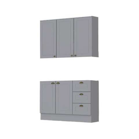 Cozinha Modulada 2 Peças 5 Portas 3 Gavetas com Tampo Henn Americana