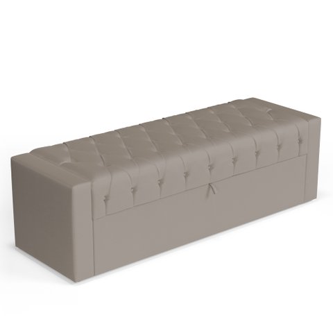Calçadeira Báu Queen Size Atena 160cm Capitonê Suede Bege - Desk Design