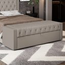 Ver imagem 2 de Calçadeira Báu Queen Size Atena 160cm Capitonê Suede Bege - Desk Design