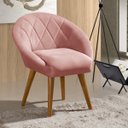 Ver imagem 2 de Kit 2 Poltrona Louis com 2 Puff Argola Levi Veludo Rosa Pés Palito