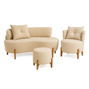 Ver imagem 1 de Kit Decorativo Sofá Curvo Orgânico + 01 Puff e Poltrona Luna Boucle Bege - Montanaris Decor