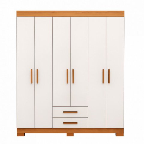 Guarda Roupa 6 Portas 2 Gavetas Premier Freijo Off White Batrol