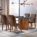 Ver imagem 1 de Sala de Jantar Mesa 120cm Mdf Canto Reto com 4 Cadeira