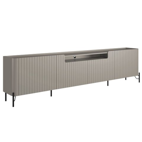 Rack para Sala de Estar Tv 85 Pol 4 Portas Brise Pés Industrial Preto Alef I03 Grigio - Lyam Decor