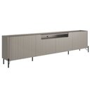 Ver imagem 1 de Rack para Sala de Estar Tv 85 Pol 4 Portas Brise Pés Industrial Preto Alef I03 Grigio - Lyam Decor