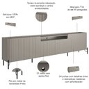 Ver imagem 3 de Rack para Sala de Estar Tv 85 Pol 4 Portas Brise Pés Industrial Preto Alef I03 Grigio - Lyam Decor