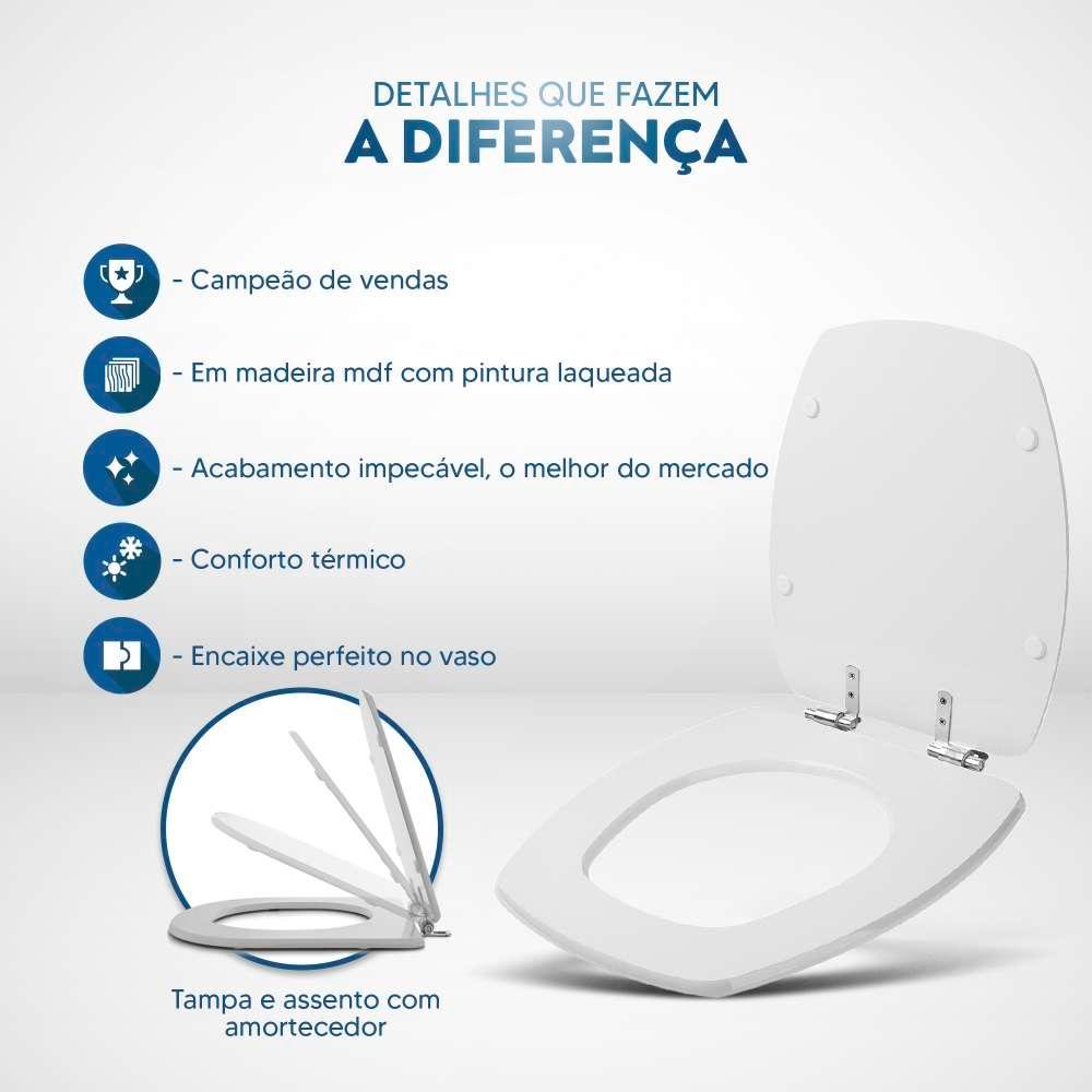 Assento Sanitário com Fechamento Lento Iris Branco para Vaso Onix - 5
