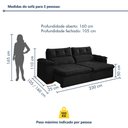 Ver imagem 4 de Sofa Retratil e Reclinavel Toronto 230cm 3 Lugar Kc Rei de Casa Veludo Preto