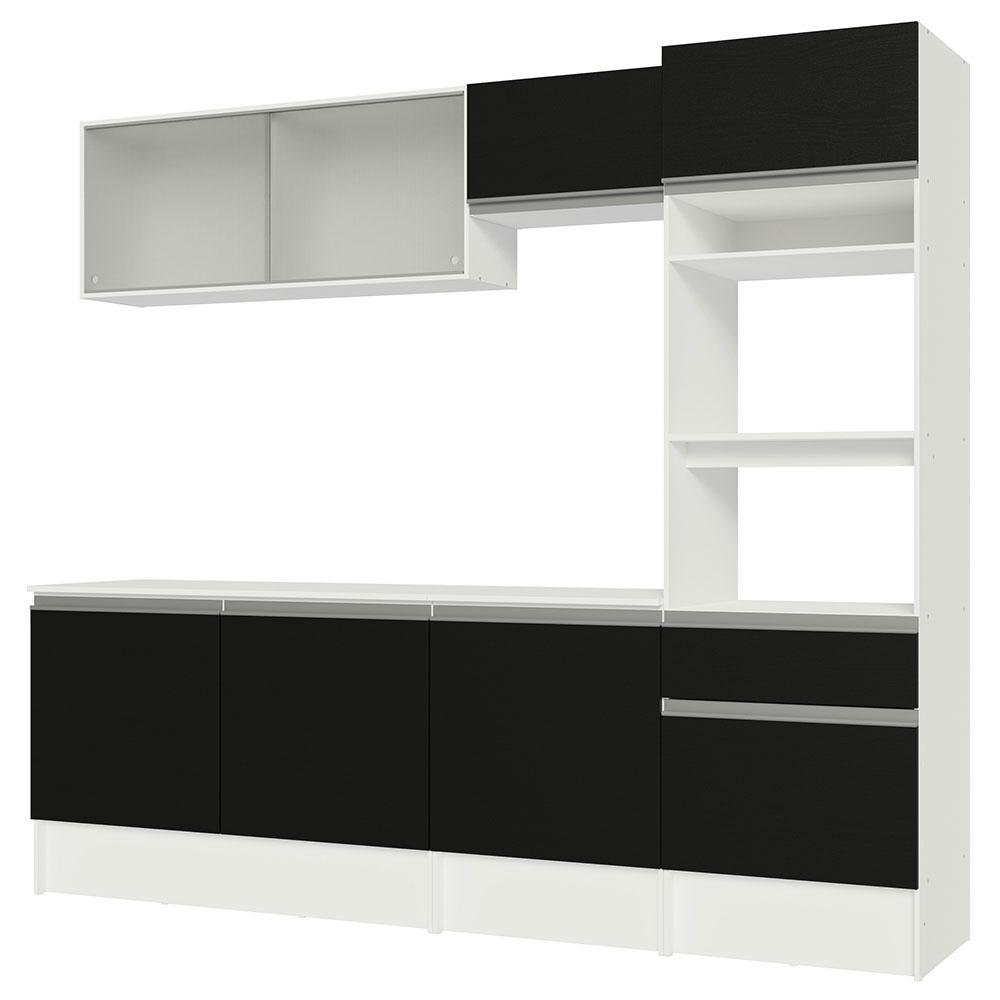 Armário de Cozinha Completa 240cm Branco/Preto Topazio Madesa 05 - 11