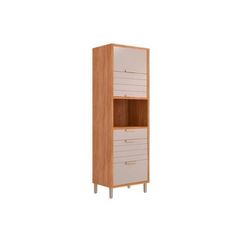 Paneleiro de Cozinha Eloise C/ 3 Portas Basculantes Riscadas 1 Nicho P/ Forno e 2 Gavetas 70 Cm