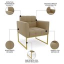 Ver imagem 4 de Sofá Namoradeira e 1 Poltrona Base Industrial Dourado Ana Suede Marrom Rt - Ibiza