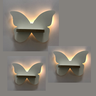Trio de prateleira com led sem fio  - nicho Borboletas MDF Branco P M G - 1