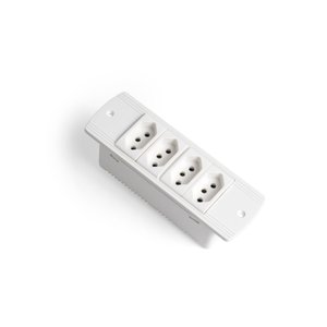 Régua Caixa de Tomada Embutir Mesa 4 Tomadas Flex Branco