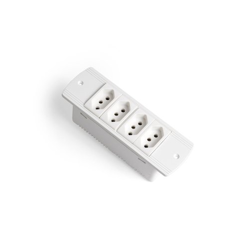 Régua Caixa de Tomada Embutir Mesa 4 Tomadas Flex Branco