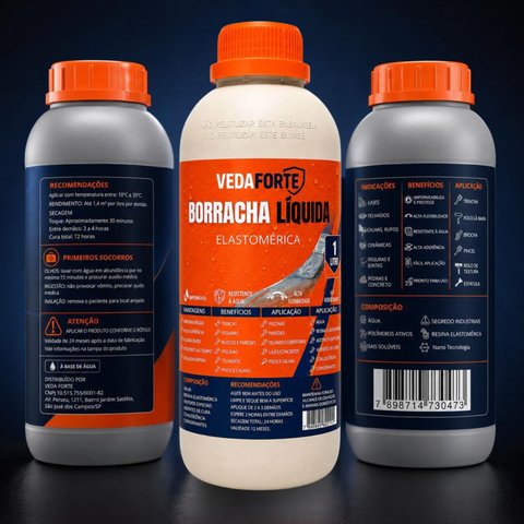 Borracha Silicone Líquido Vedaforte 1LITRO Impermeabilizante Alta Flexibilidade e Aderência