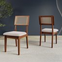 Ver imagem 2 de Conjunto de Jantar Redondo TM93-CA35PN30 4 Lugares Tampo MDF Cadeiras Estofadas Bege Dalla Costa