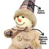 Boneco de Neve Decorativo Natal Pelúcia Marrom Claro Gorro Xadrez 39cm - Master Christmas - 3