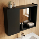Ver imagem 3 de Armário de Banheiro com Espelho Porta Pequena Design Moderno Espelheira Preta