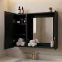 Ver imagem 6 de Armário de Banheiro com Espelho Porta Pequena Design Moderno Espelheira Preta