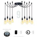 Ver imagem 2 de Lustre Aranha com 9 Pendentes (2m Cabo Preto+ Soquetes + Canopla)