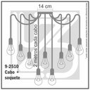 Ver imagem 6 de Lustre Aranha com 9 Pendentes (2m Cabo Preto+ Soquetes + Canopla)
