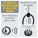 Ver imagem 4 de Lustre Aranha com 9 Pendentes (2m Cabo Preto+ Soquetes + Canopla)