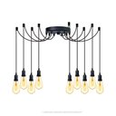 Ver imagem 1 de Lustre Aranha com 9 Pendentes (2m Cabo Preto+ Soquetes + Canopla)