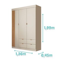 Guarda Roupa Infantil Ambiente Ayla 3 Portas Off White - Phoenix - 3