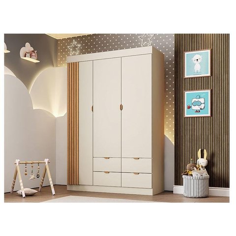 Guarda Roupa Infantil Ambiente Ayla 3 Portas Off White - Phoenix