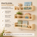 Ver imagem 3 de Kit 3 Prateleiras de Madeira Montessori Dulce Slim 40x10 cm