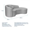 Ver imagem 3 de Recamier Curvo Orgânico 200cm 3 Lugares Lado Direito para Sala de Estar Linho Londres