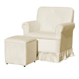 Poltrona Laura Amamentação Balanço Mais Puff - Quarto Bebê Amamentação - Veludo - Estopar Laura Mais - 1