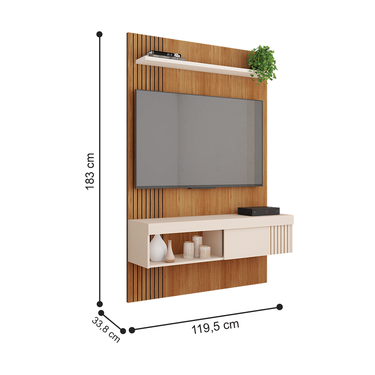 Painel Ripado Tvs 65 Polegadas Mexico Freijó Off White - 2