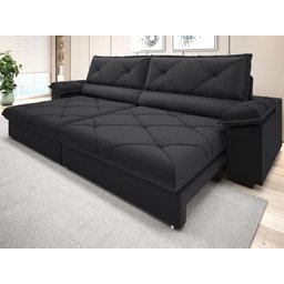 Sofá com Carregador Usb e Molas no Assento Retrátil Reclinável Nice 2,90m Linho Soft- Netsofas - - 1