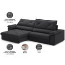 Ver imagem 3 de Sofá com Carregador Usb e Molas no Assento Retrátil Reclinável Nice 2,90m Linho Soft- Netsofas -