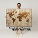 Ver imagem 3 de Quadro Mapa Mundi Linho e Bronze Moderno - 153x103 Cm