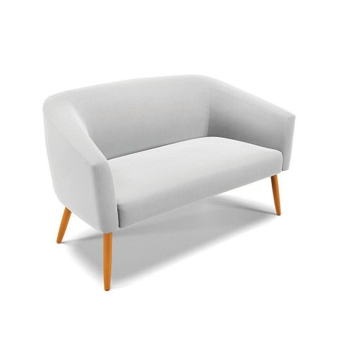 Namoradeira 02 Lugares Suede Pés Palito Castanho Cinza