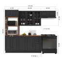 Ver imagem 4 de Armário de Cozinha Modulada Compacta Fidelitá Nara 100% MDF 4 Peças 270cm 12 Portas 2 Gavetas com