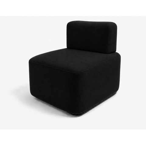 Poltrona Cubo para Sala Moderna e Recepção Suede:Suede Preto