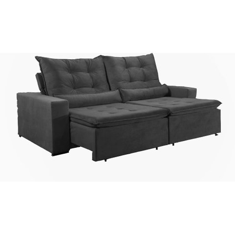 Sofá Moscow Reclinável e Retrátil Suede Preto