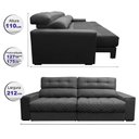 Ver imagem 2 de Sofá Retrátil e Reclinável 2,12m Molas Ensacadas Cama inBox Brasil Velusoft Cinza