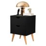 Mesa de Cabeceira Madri com 2 Gavetas - Pés Palito Retrô - Preto - 2