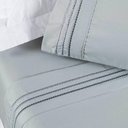 Ver imagem 2 de Jogo Cama Lençol Honore Casal Padrão Micro Percal 200 Fios C/ Detalhes Bordados 4 Peças - Cinza