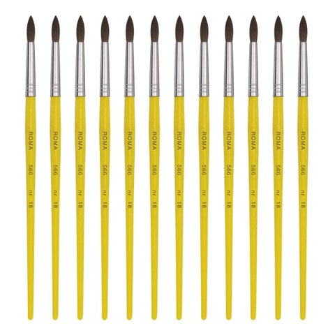 Pincel para Artesanato Pelo de Pônei N. 18 - 12 Unidades