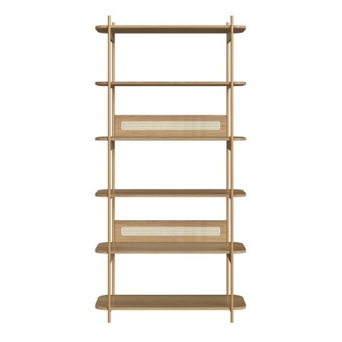 Estante 180 Cm 6 Prateleiras Palhinha Pé Metal Oslo Artesano | Hanover/dourado - Artesano Home