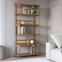 Ver imagem 4 de Estante 180 Cm 6 Prateleiras Palhinha Pé Metal Oslo Artesano | Hanover/dourado - Artesano Home