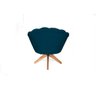 Poltrona Decorativa Pétala Suede Com Base Giratória Madeira - Azul Marinho - 2