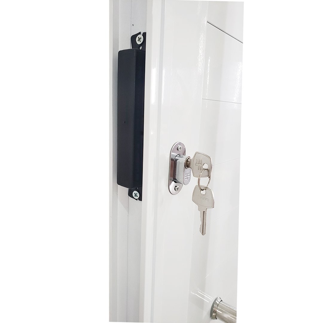 Porta Lambril de Alumínio Branco com Puxador e Vidro Linha 25 - Dc:direita/ 210 X 80 - 3